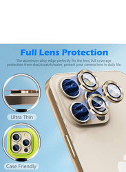 Apple iPhone 14 Pro 9H Tempered Glass Camera Cover Screen Protector Metal Individual 3 Ring, Gold