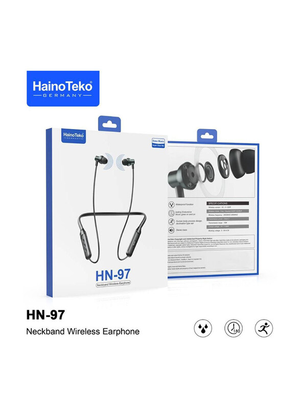 

Haino Teko Germany HN-97 In-Ear Wireless Bluetooth Waterproof Neckband, Black