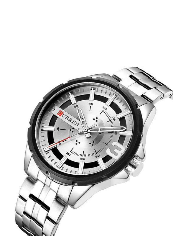 Curren Stylish Analog Watch for Men with Stainless Steel Band, J3939W-KM, Silver