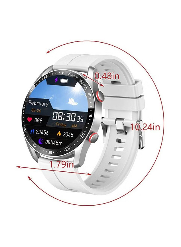 LW Bluetooth Voice Call HD Full Touching Screen Fitness Trackers with Smart Reminder Smartwatch, White