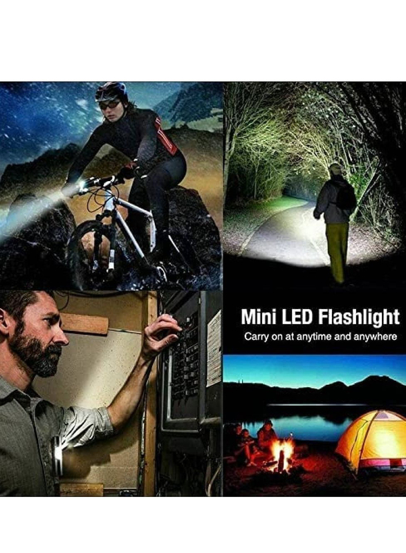 2-Piece Rechargeable USB Super Bright Handheld Portable Pocket Flash Light with High Lumens Zoomable Emergency Camping Accessories, Black