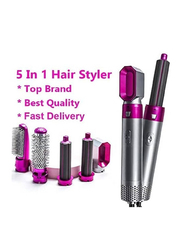 5-in-1 Hot Air Brush Styler, Pink/Grey