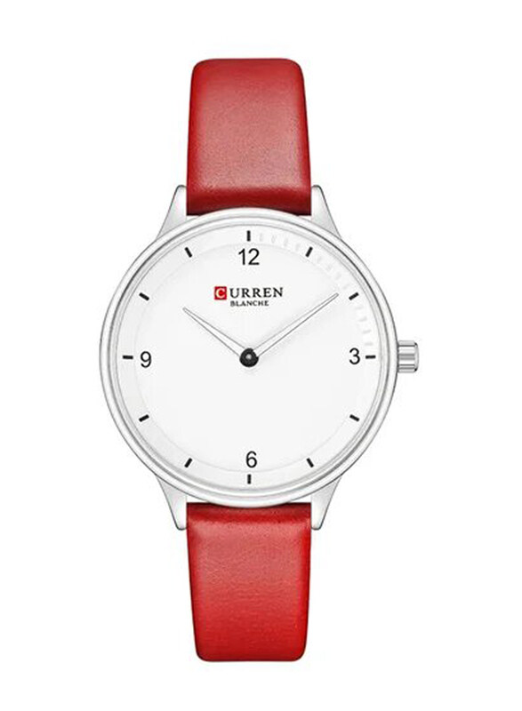 

Curren Analog Watch for Girls with Leather Band, Water Resistant, C9039L-4, Red-White