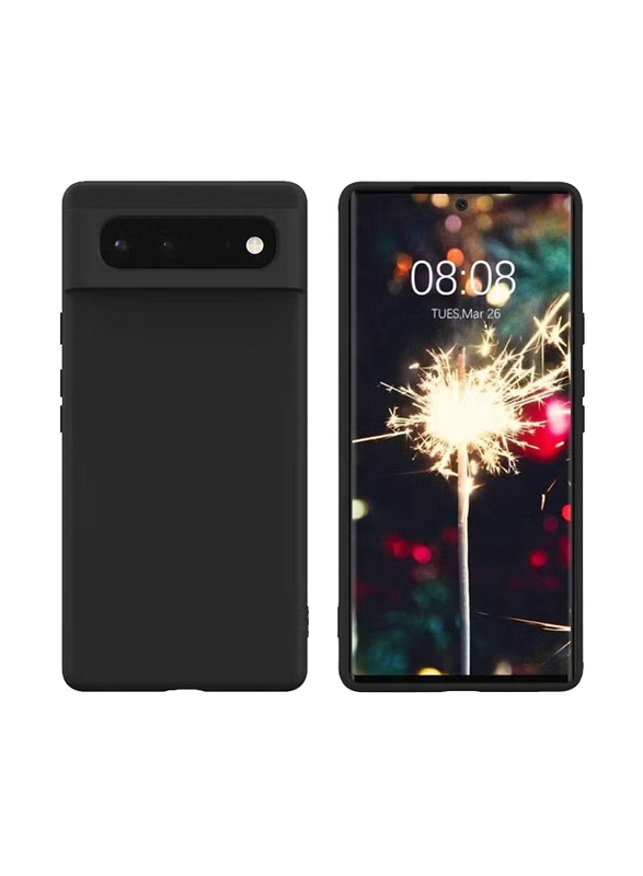 Google Pixel 6 Silicon Soft Mobile Phone Back Case Cover, Black