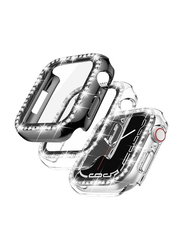 2-Pack Diamond Watch Cover Guard with Shockproof Frame for Apple Watch 40mm, Clear/Black