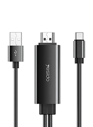 Yesido HDMI Adapter HDMI to USB Type A & USB Type C for All Smartphones, Black