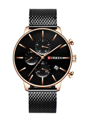 Curren Analog Chronograph Watch Unisex with Alloy Band, Water Resistant, J4060-4-KM, Black
