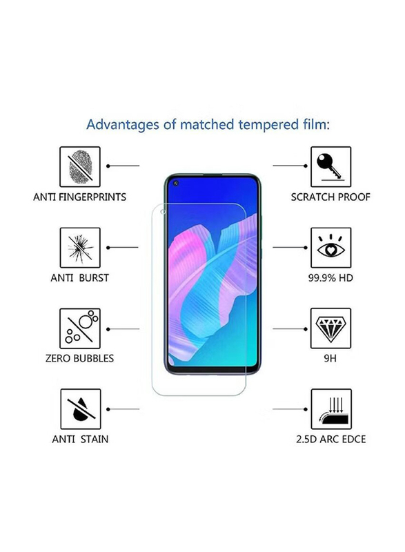Huawei Huawei P30 Lite 2 x Tempered Glass Screen Protector + 1 x Back Camera Lens Protector, Clear