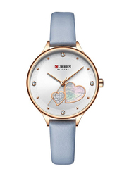 Curren Analog Watch for Women with Leather, J-4817BL, Blue-White
