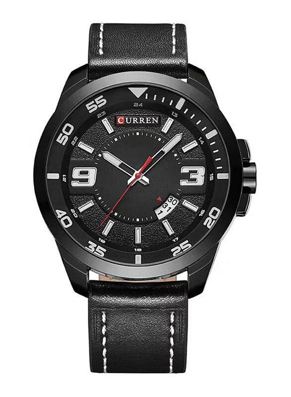 

Curren Analog Watch for Men with Leather Band, M-8213-4, Black