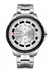 Curren Stylish Analog Watch for Men with Stainless Steel Band, J3939W-KM, Silver