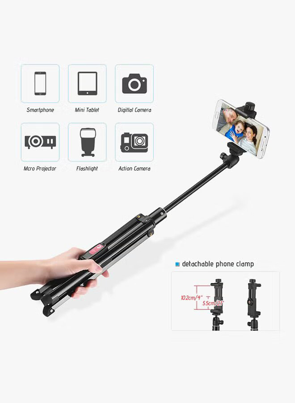 Docooler Wireless Tripod Selfie Stick Support Stand, Black