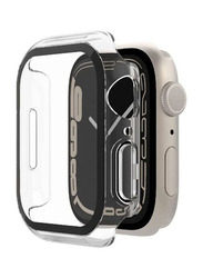 Soft Silicone Bumper Case with Built-In Tempered Glass Screen Protector for Apple Watch Series 7 45mm, Clear
