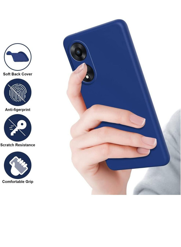 Zoomee OPPO A78 5G/OPPO A58 5G/OPPO A58X Protective Shockproof Soft Liquid Silicone Gel Rubber Microfiber Lining Mobile Phone Case Cover, Blue