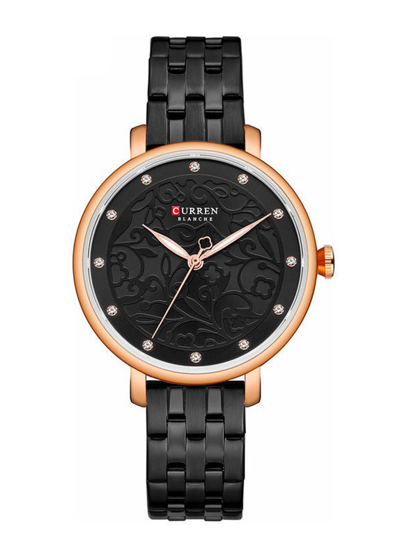Curren Stylish Mechanical Analog Unisex Watch with Stainless Steel Band, J4341B-1-KM, Black-Gold