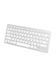 Ntech Ultra Thin Wireless Bluetooth English Keyboard for Bluetooth Enabled Devices, White