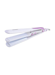 Isonic 2 In 1 Hair Straightener & Crimper, White/Purple