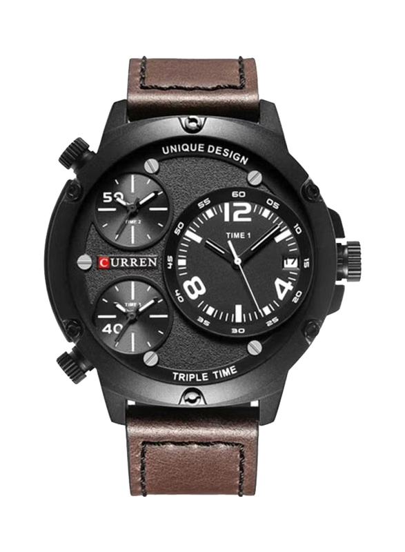 Curren Analog Watch for Men with Alloy Band, Chronograph, 8262, Brown-Black