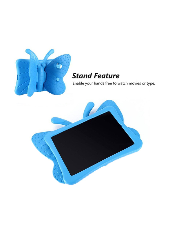 iPad (9th/8th/7th Generation) 10.2"/10.5" Kids EVA Foam Shockproof Kickstand Butterfly Lightweight Tablet Back Case Cover, Blue