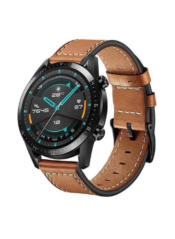 

Generic Genuine Leather Replacement Band for Huawei Watch GT2 Pro/GT2e/GT2 46mm/GT Active/ GT, Brown