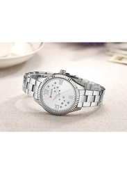 Curren Analog Quartz Fashion Watch for Women with Stainless Steel Band, Water Resistant, 9009, Silver