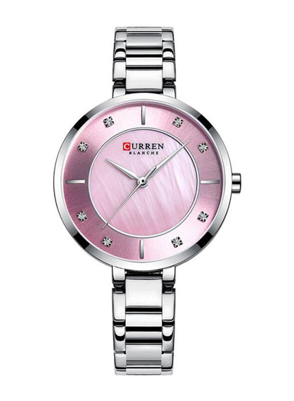 

Curren Analog Wrist Watch for Women with Alloy Band, J3951P-KM, Silver-Pink