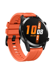 46mm Full Touch Round Fitness Tracker Heart Rate Monitor Bluetooth Smartwatch, Orange/Black