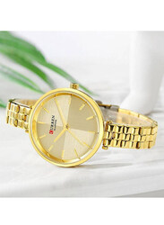 Curren Luxury Analog Watch for Women with Stainless Steel Band, Water Resistant, Gold