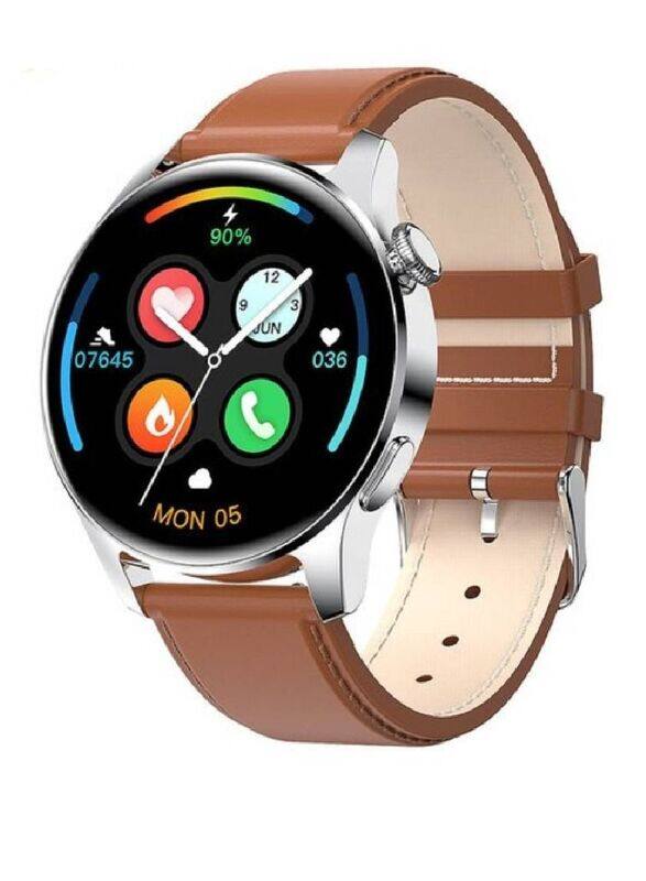 

Hyx Blood Pressure Heart Rate Monitor IPS Waterproof Bluetooth Calling Smart Watch For Android And iOs Silver/Brown