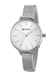 Curren Analog Watch for Men with Stainless Steel, Water Submerge Resistant, WT-CU-9022-SL, Silver-White