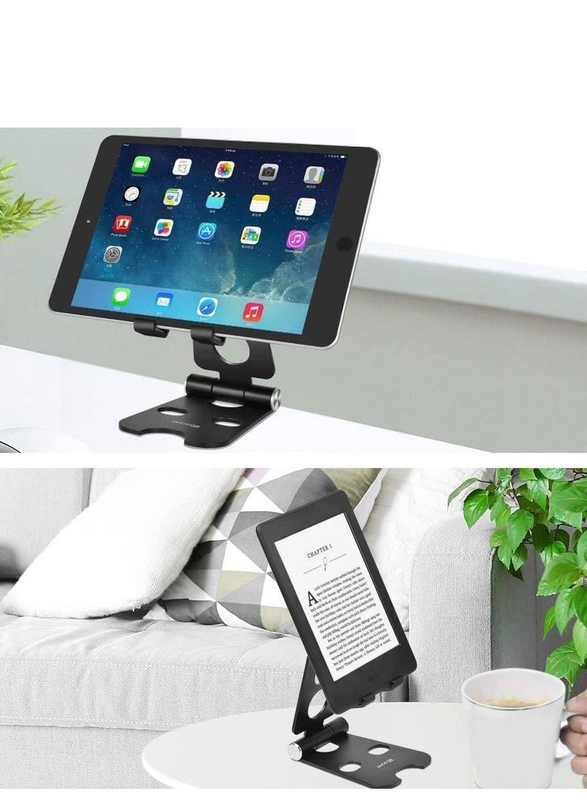 Adjustable Mobile Phone & Apple iPad Tablet Desktop Stand Mount, Black