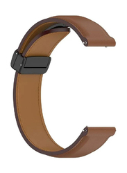 Perfii Genuine Cow Leather Watch Strap 22mm Folding Buckle Wristband for Samsung Galaxy Watch 3 45mm/Galaxy Watch 46mm R800, Brown