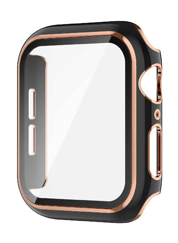 

Generic Bumper Full Coverage HD Protective Film 44mm Smartwatch Cover, Black/Rose Gold/Clear