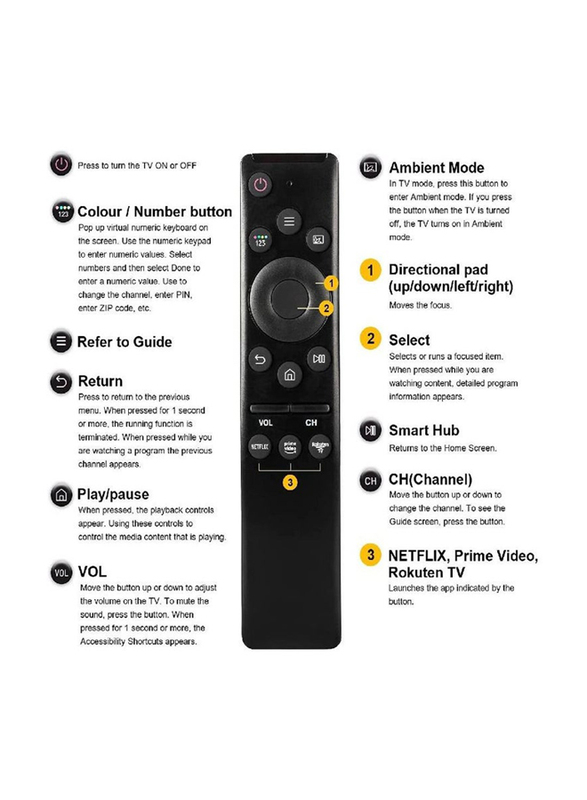 ICS Universal Remote Control for Samsung Smart TV/HDTV/4K UHD/Curved QLED with Netflix Prime Video Buttons, Black