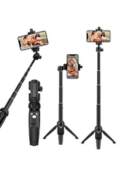 Extendable Selfie Stick Phone Tripod with Wireless Remote Shutter for Apple iPhone Samsung Galaxy Huawei, Black
