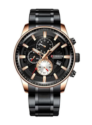 Curren Analog Chronograph Watch Unisex with Stainless Steel Band, Water Resistant, J4518rg-B-Km, Black