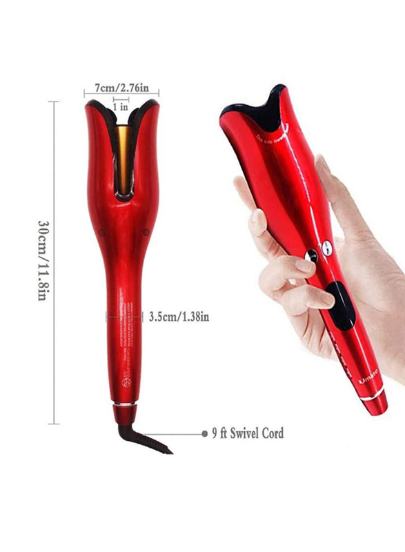 Arabest Automatic Ceramic Rotating Hair Curler, Red