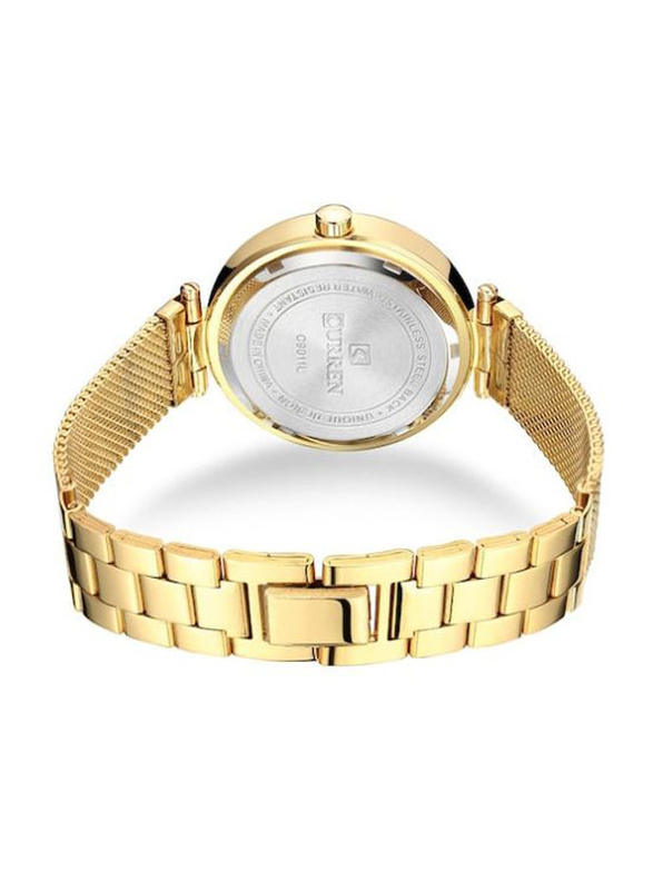 Curren Analog Watch for Girls with Stainless Steel Band, C9011L-2, Gold