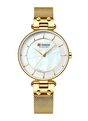 Curren Analog Watch for Women with Stainless Steel Band, Water Resistant, J4029G-KM, Gold-White