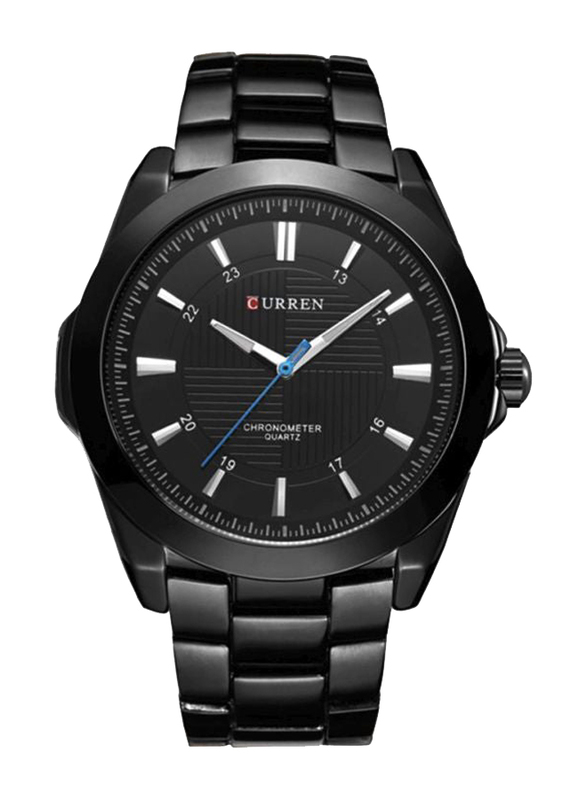 Curren Analog Watch for Men with Stainless Steel Band, Water Resistant, 8109HH, Black