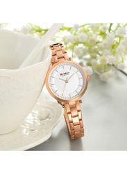 Curren Analog Watch for Women with Stainless Steel Band, Water Resistant, J4170RGW-KM, Rose Gold-White