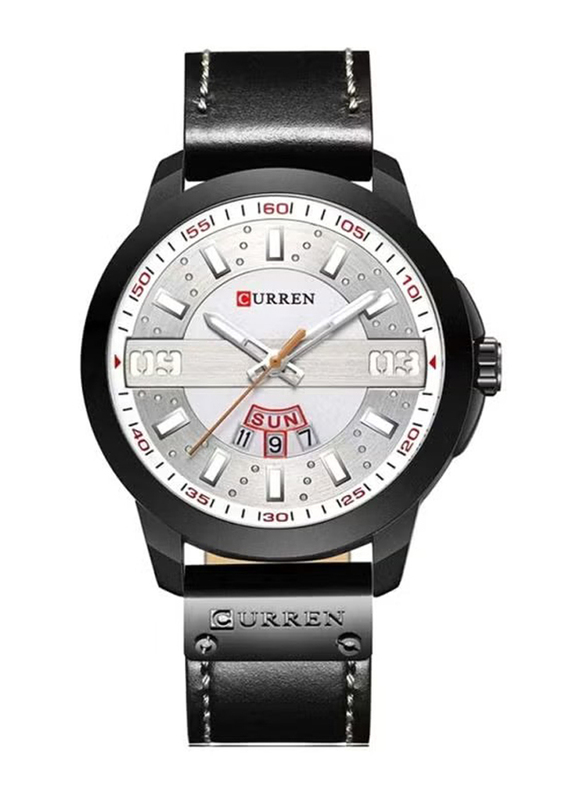 

Curren Analog Watch for Men with Leather Band, Water Resistant, M-8286-1, Black-Silver