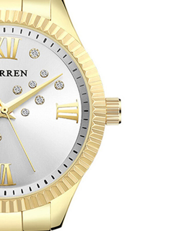 Curren Analog Watch for Women with Alloy Band, Chronograph and Water Resistant, 9009, Gold-Silver