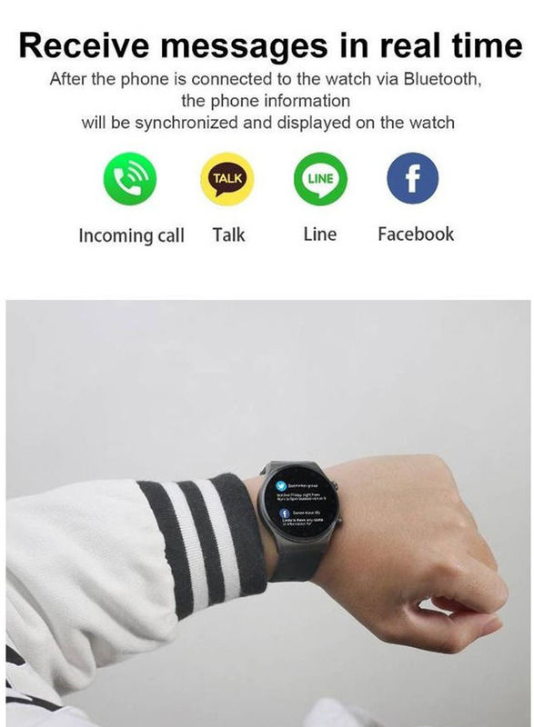 LW HD Screen Sports Smartwatch with Bluetooth Calling, Heart Rate & Body Temperature Monitoring for Android iPhone, Black