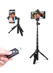 3 in 1 Extendable Tripod Selfie Stick with Bluetooth Wireless Remote for iOS, Android Smartphones Size 4.5-6.2 Inch, Black