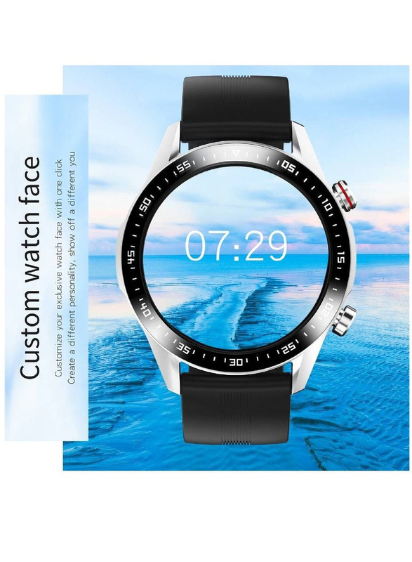 LW 46mm Full Touch Screen Fitness Trackers Smartwatch with Smart Reminder Heart Rate Sleep Monitor, IP67 Waterproof Fitness & Bluetooth Voice Call, Silver