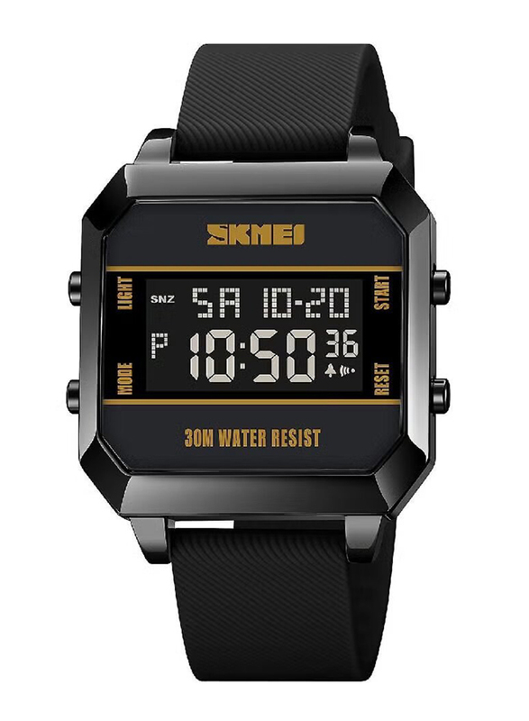 SKMEI Digital Wrist Watch for Kids with PU Leather, Water Resistant, 1848, Black
