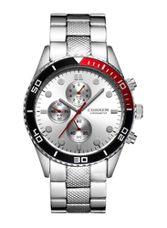 Curren Analog Watch for Men with Stainless Steel, Water Submerge Resistant, 8028BB, Silver