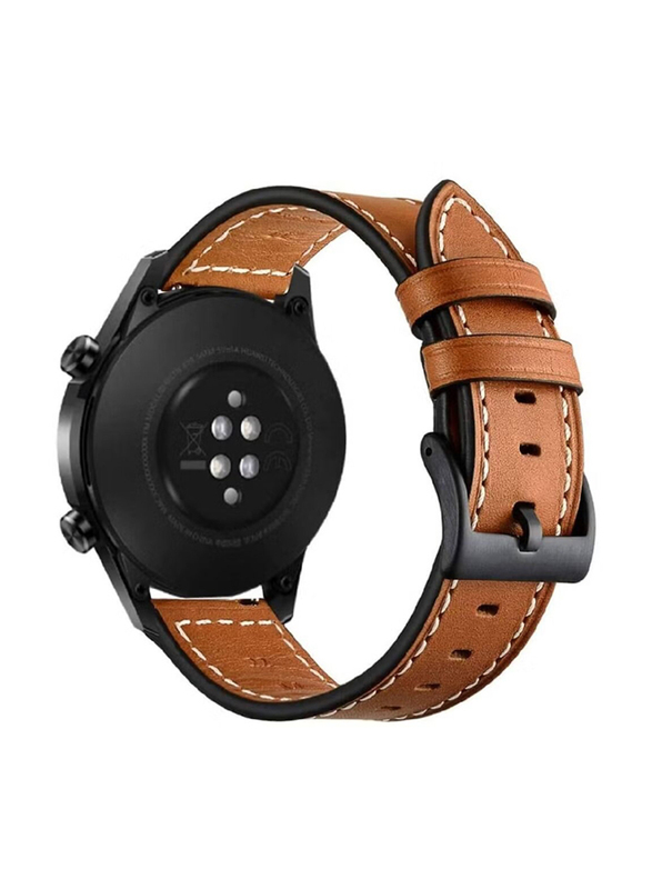 Genuine Leather Replacement Band for Huawei Watch GT2 Pro/GT2e/GT2 46mm/GT Active/ GT, Brown