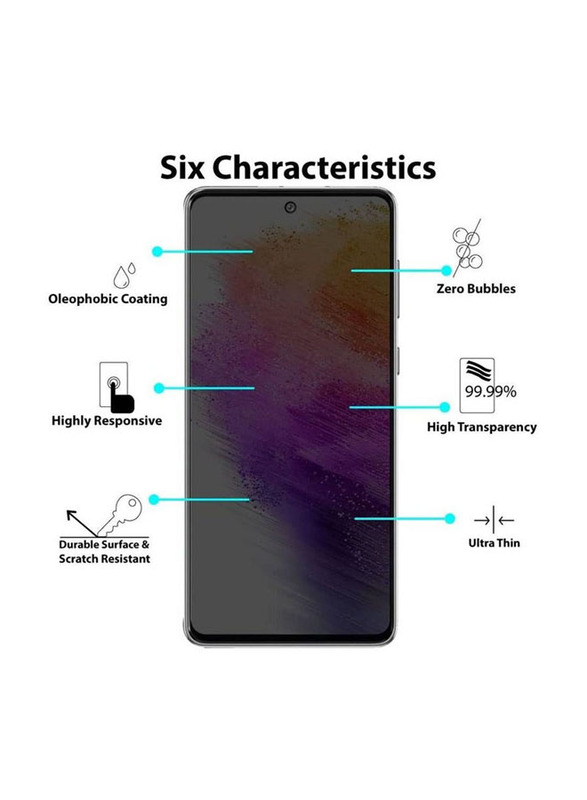 Samsung Galaxy M62 Anti Scratch Bubble Free Privacy Tempered Glass Mobile Phone Screen Protector, Black